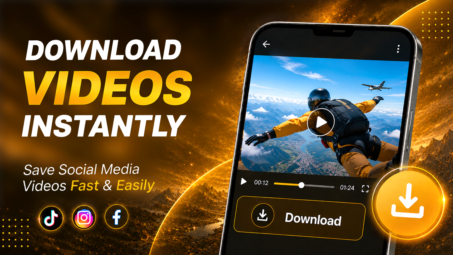 Download videos instantly from TikTok, Instagram, Facebook