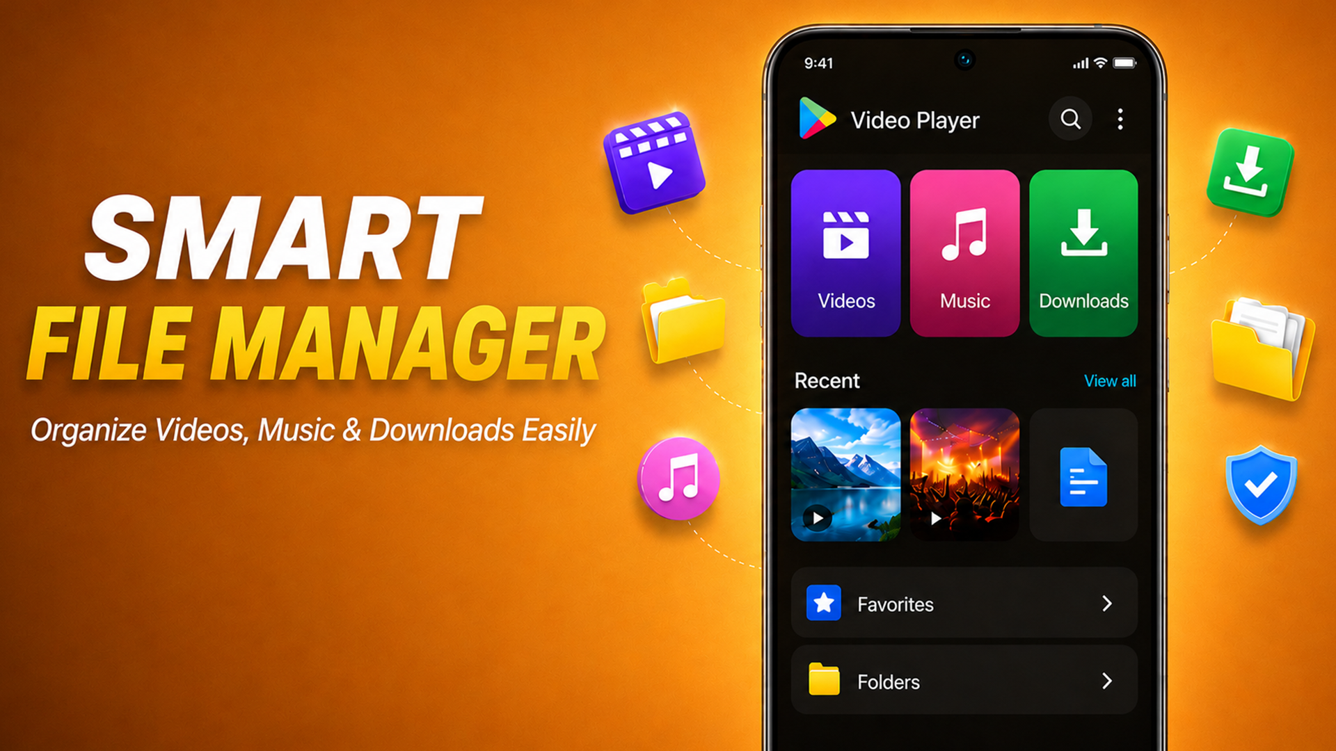 Smart file manager — organize videos, music and downloads